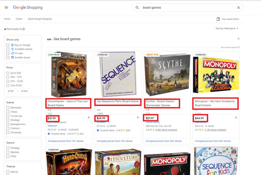google shopping scraper