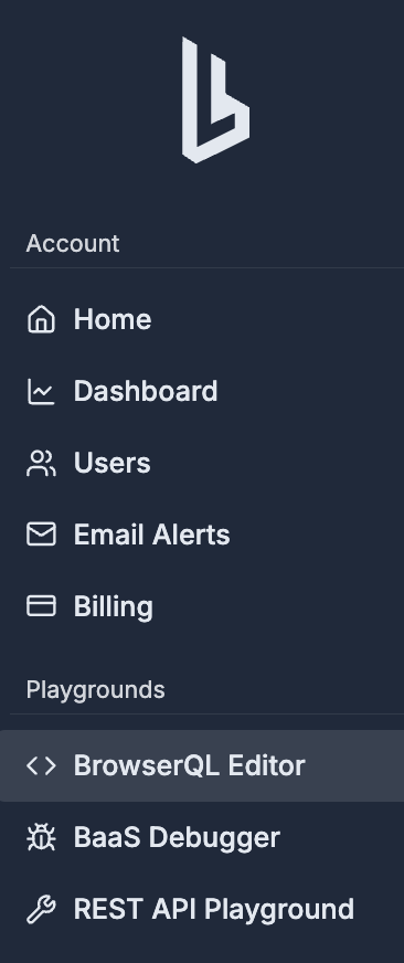 Browserless dashboard showing BQL editors section